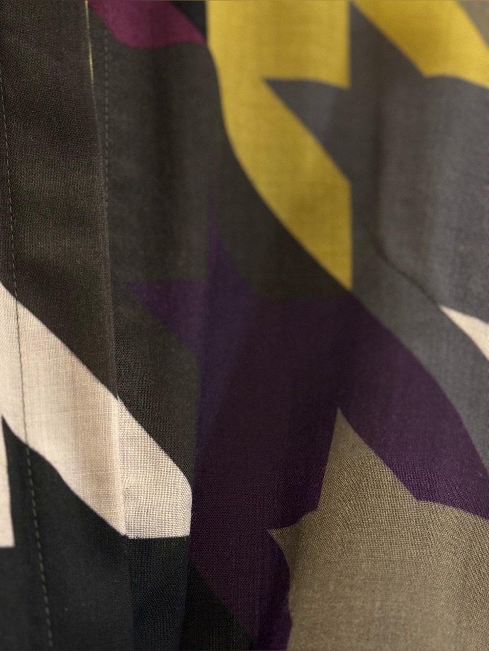 AKRIS Punto Long Sleeve Belted Dress in Plum, Mustard & Olive - Picture 7 of 9
